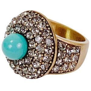 Signed Heidi Daus Posh and Proper Turquoise Blue Ball Pavé Swarovski Size 5.75